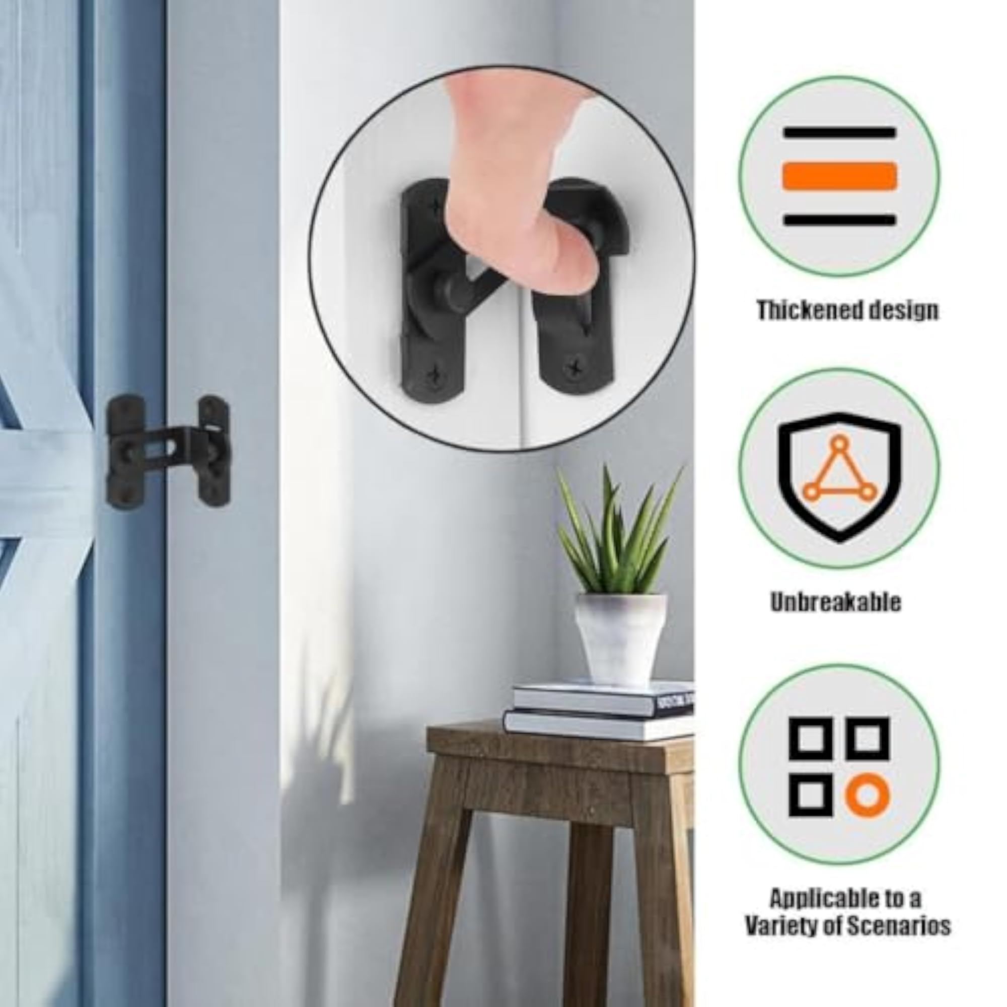 90-Degree Door Lock Latch, Stainless Steel Flip Latch